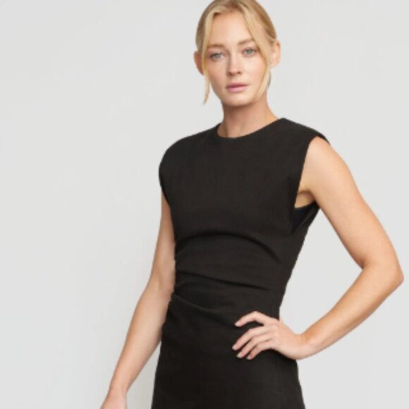 Modern Citizen Iman Split-Hem Black Cotton Twill Dress Sz L - Picture 1 of 6
